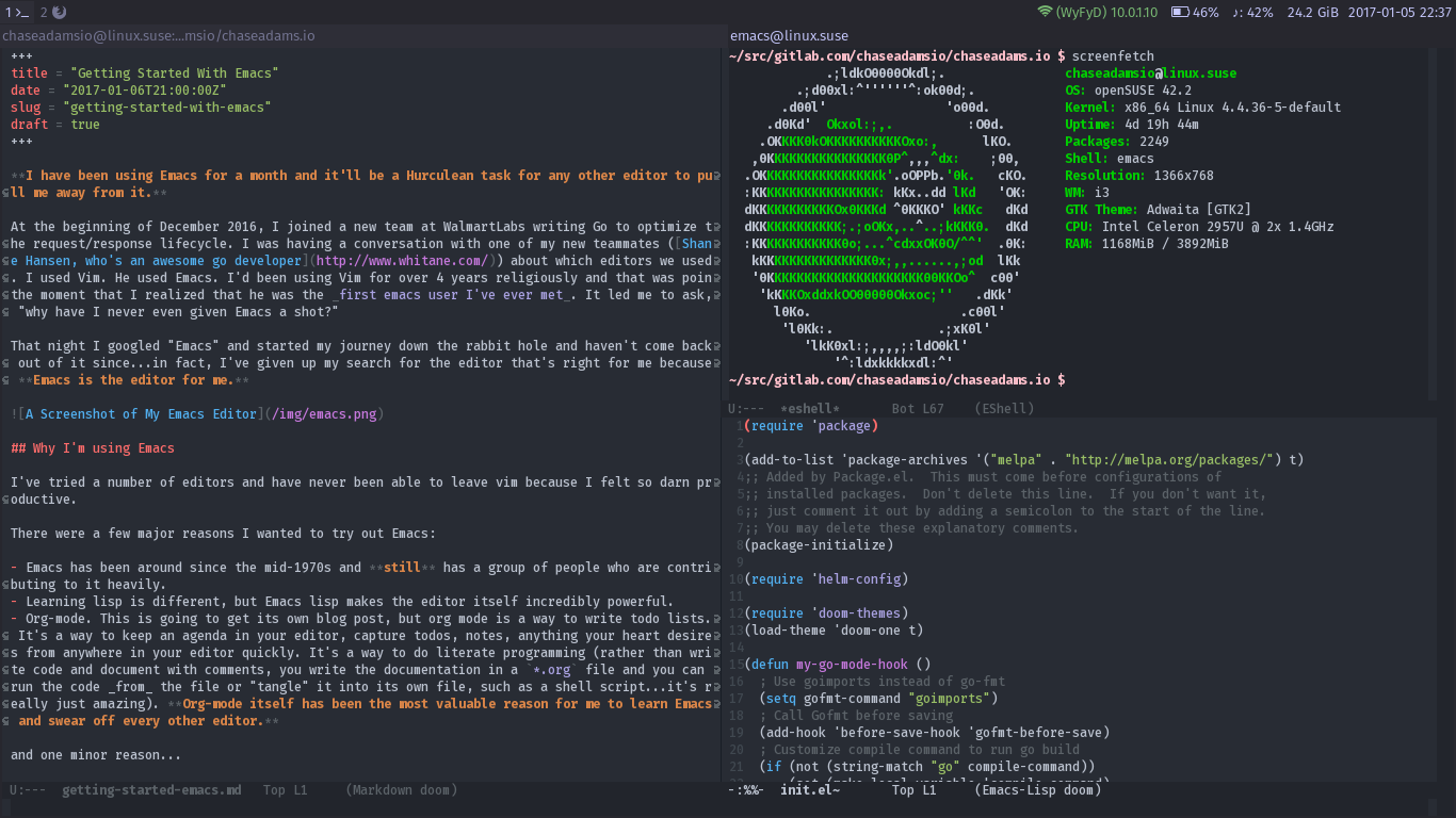 A Screenshot of My Emacs Editor